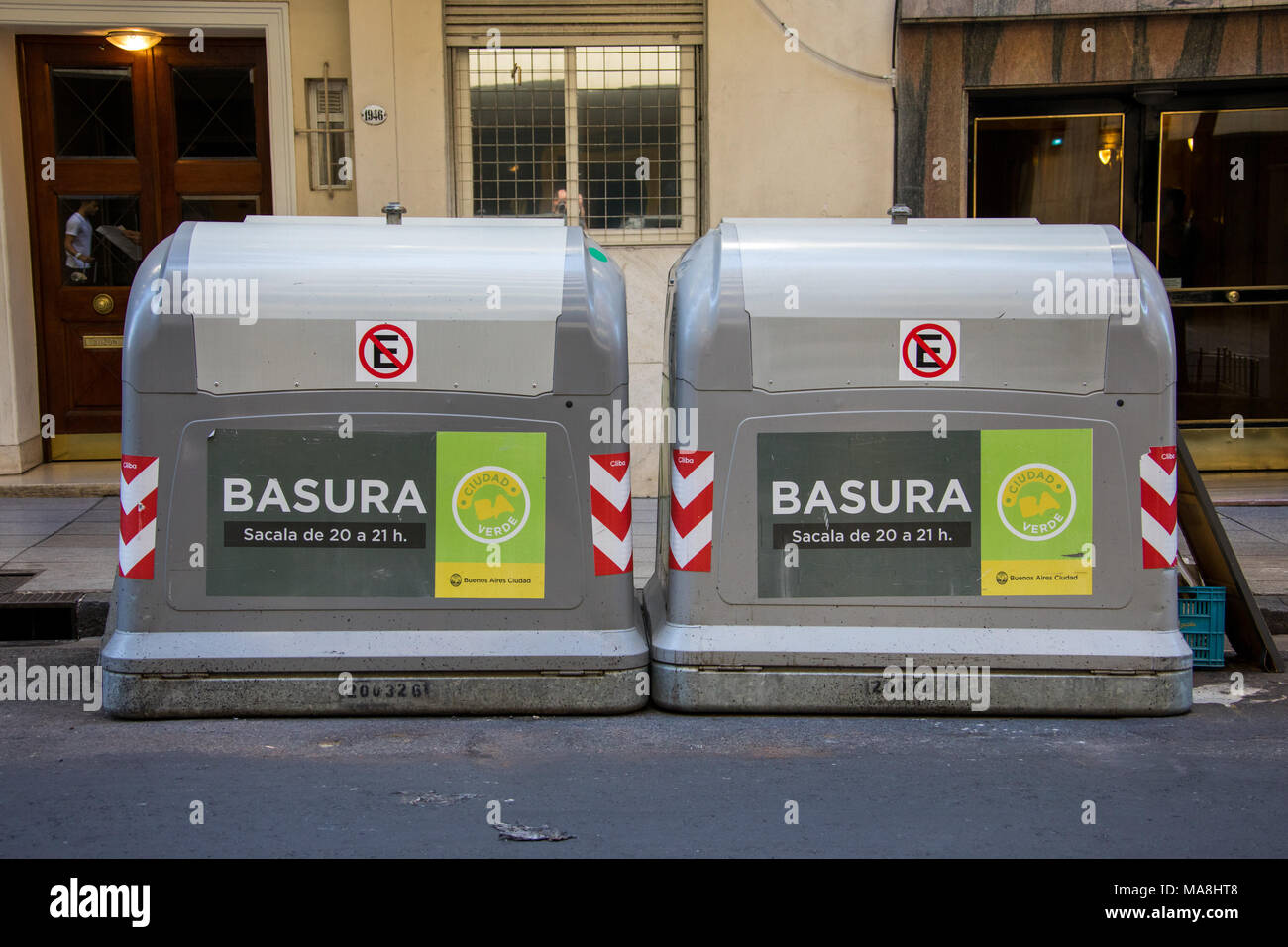 Public garbage bins in Buenos Aires, Argentina Stock Photo