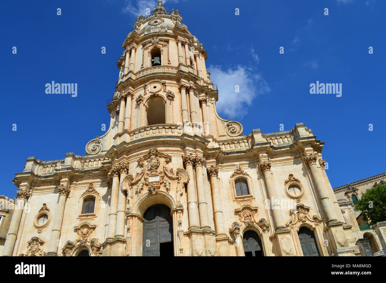 Dome of Saint George, Duomo di San Giorgio, Modica, Ragusa, Sicily, Italy, Background Stock Photo