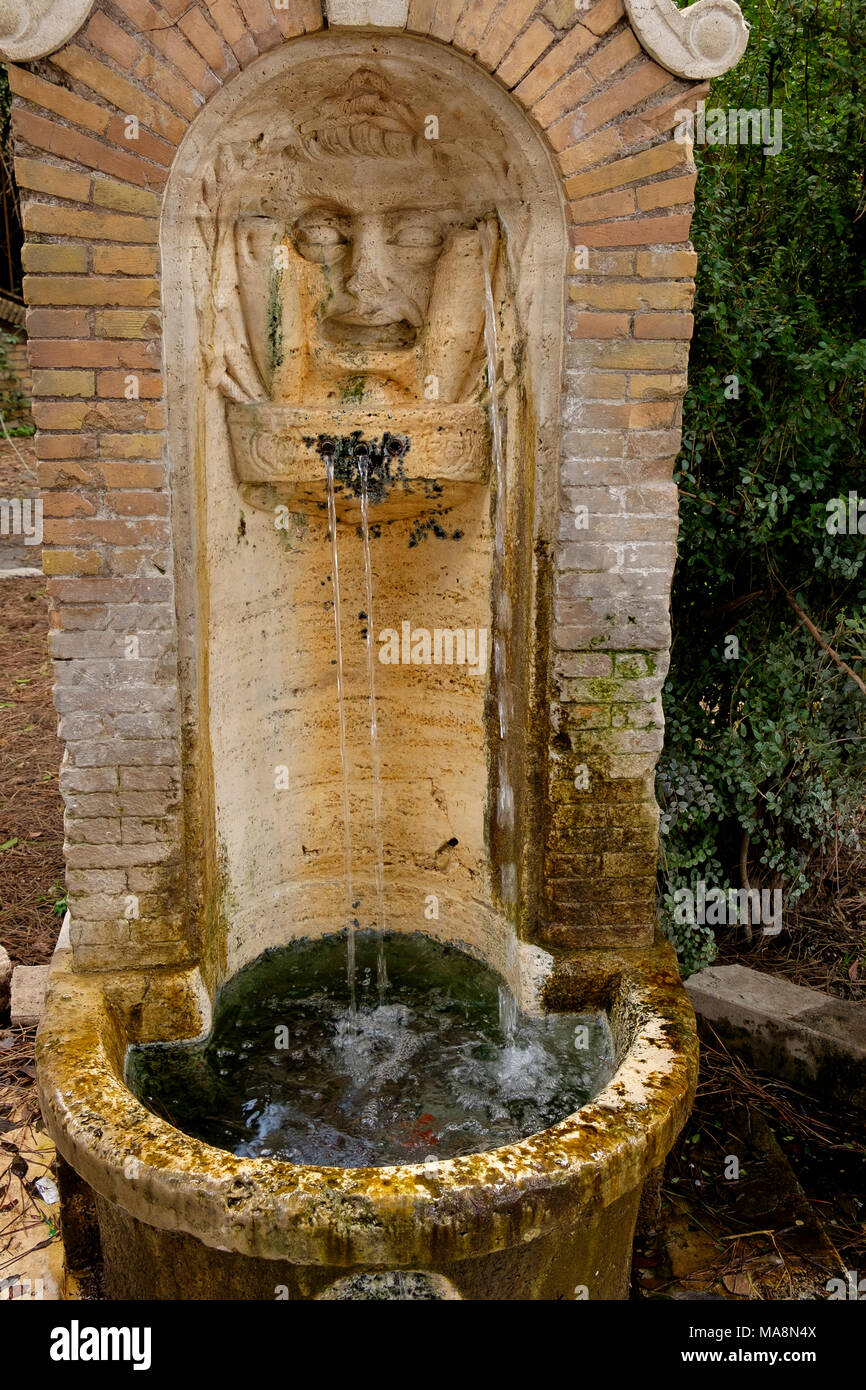 Ornate water fountain on Piazza Martin Lutero, Parco del Colle Oppio, Rome Stock Photo