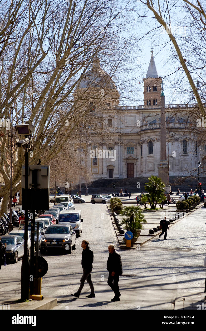 Piazza dell'Esquilino and Basilica Papale di Santa Maria Maggiore, Rome Stock Photo