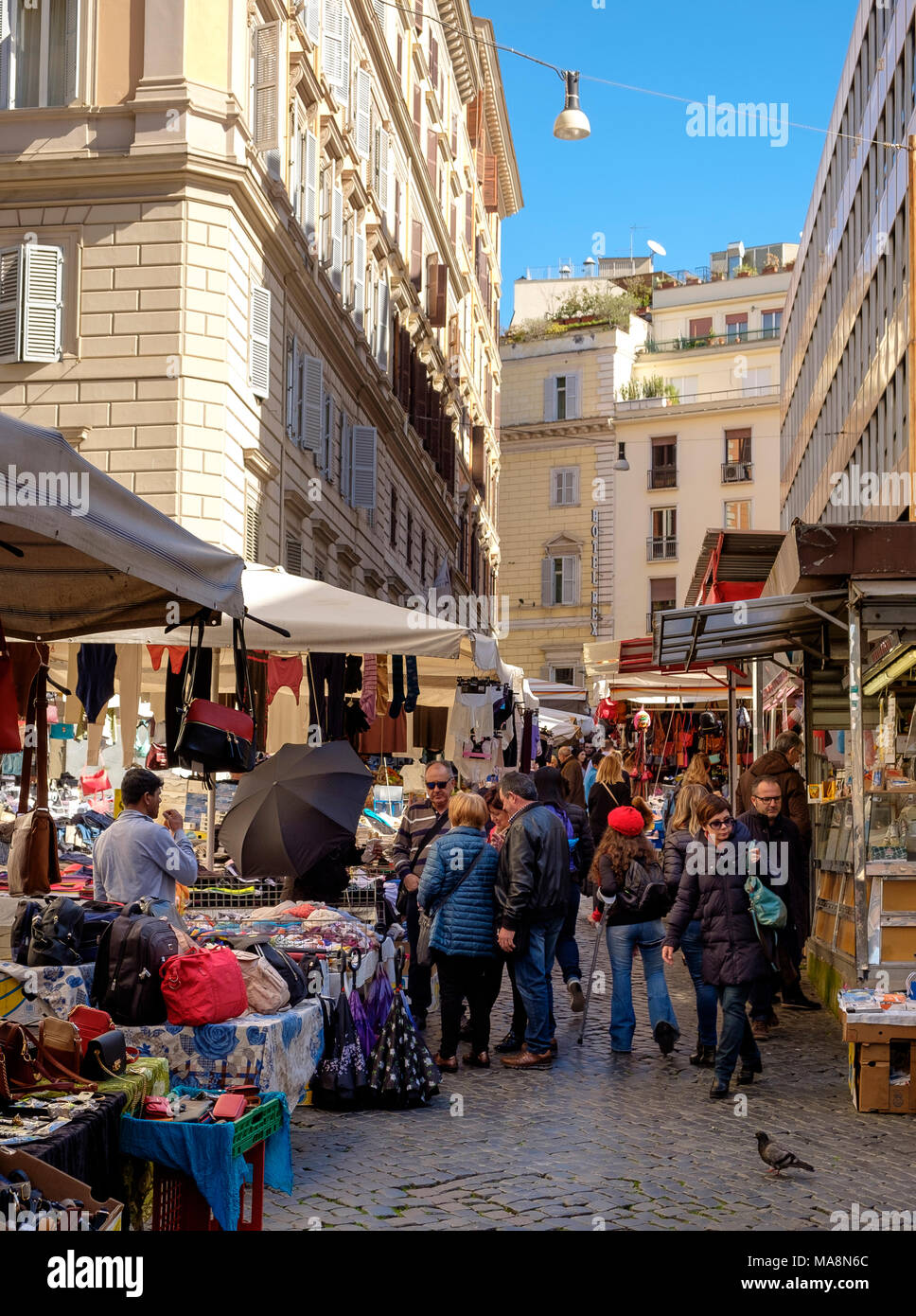 Market on Via Cesare Balbo, Rome, Italy Stock Photo