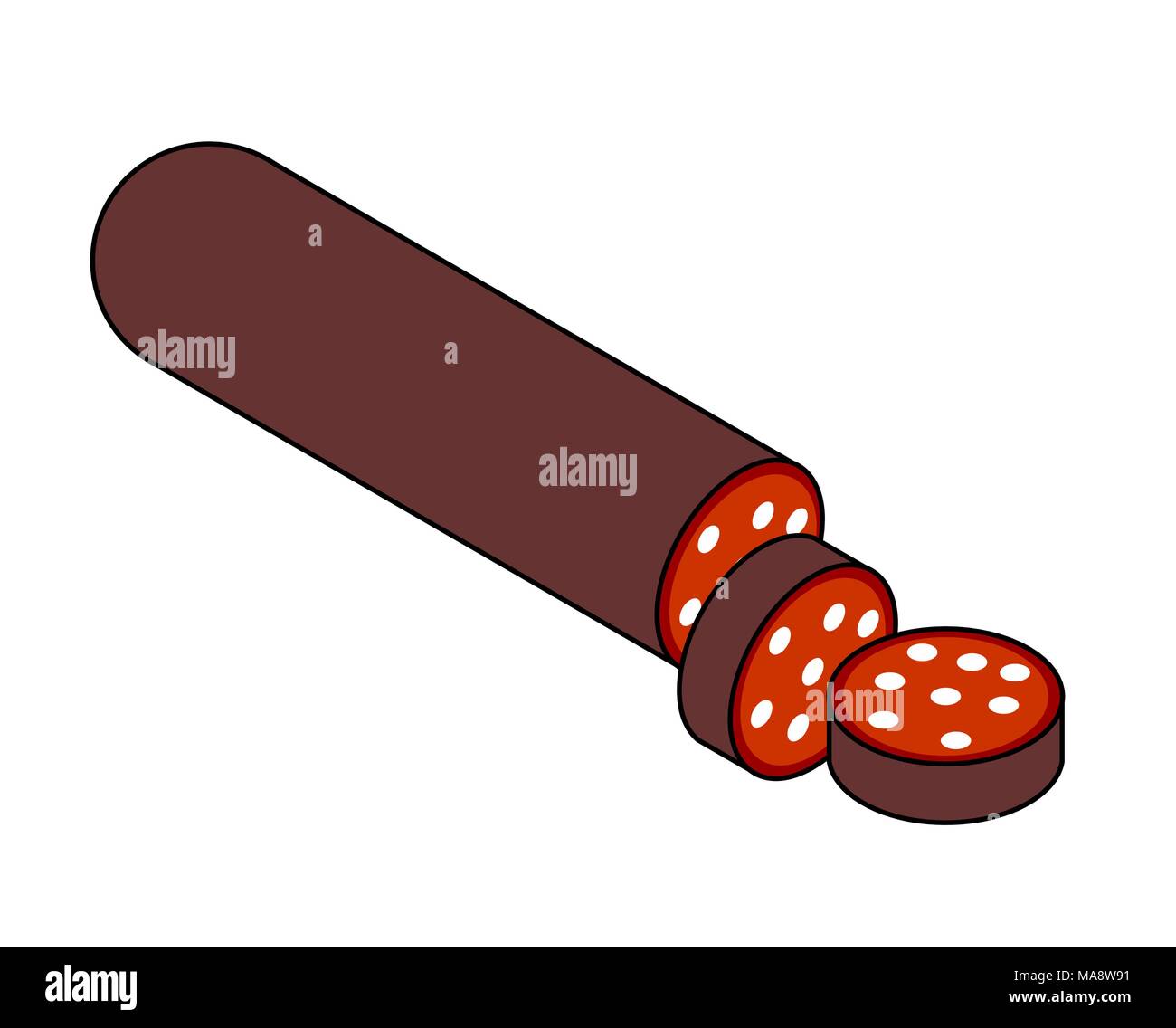Salami isometric style. sausage isolated. Food vector illustration ...