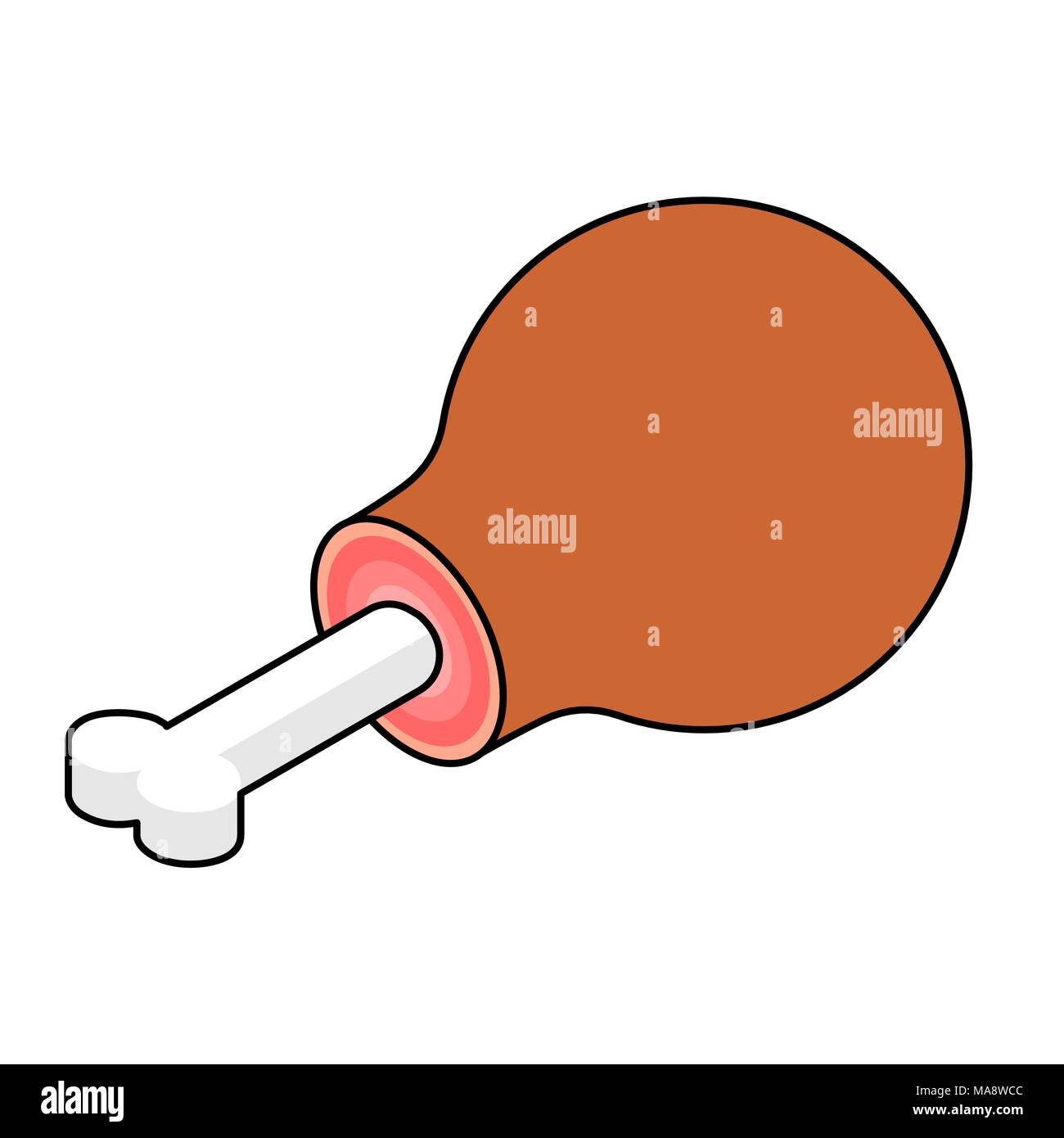 Meat on bone isometric style. Piece of beef. Pork ham isolated. Food