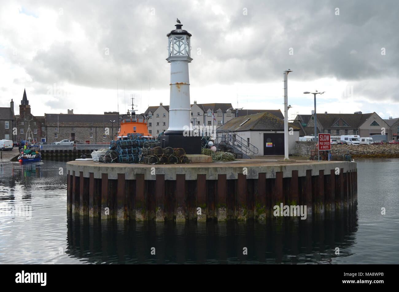 Harbour and inshore fishing fleet in Kirkwall, Mainland island, Orkney (Scotland) Stock Photo