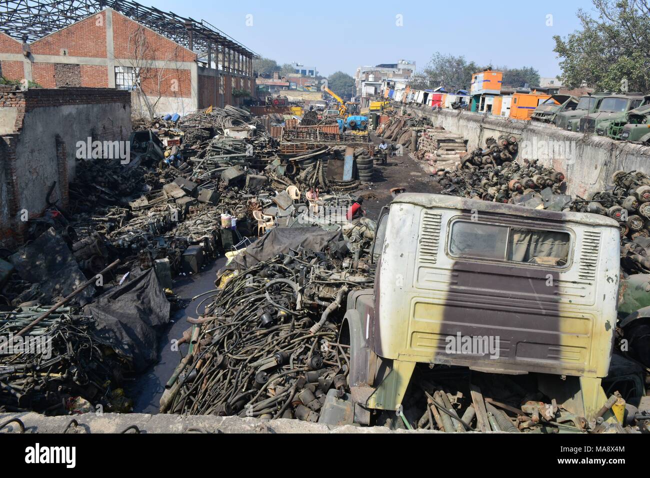 South Delhi, India. 08th Feb, 2018. An overview of Mayapuri Junkyard