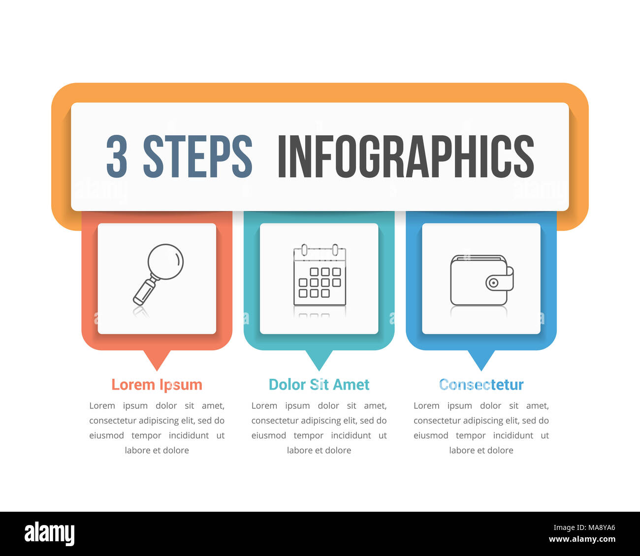 Infographic template with three steps or options, workflow, process ...