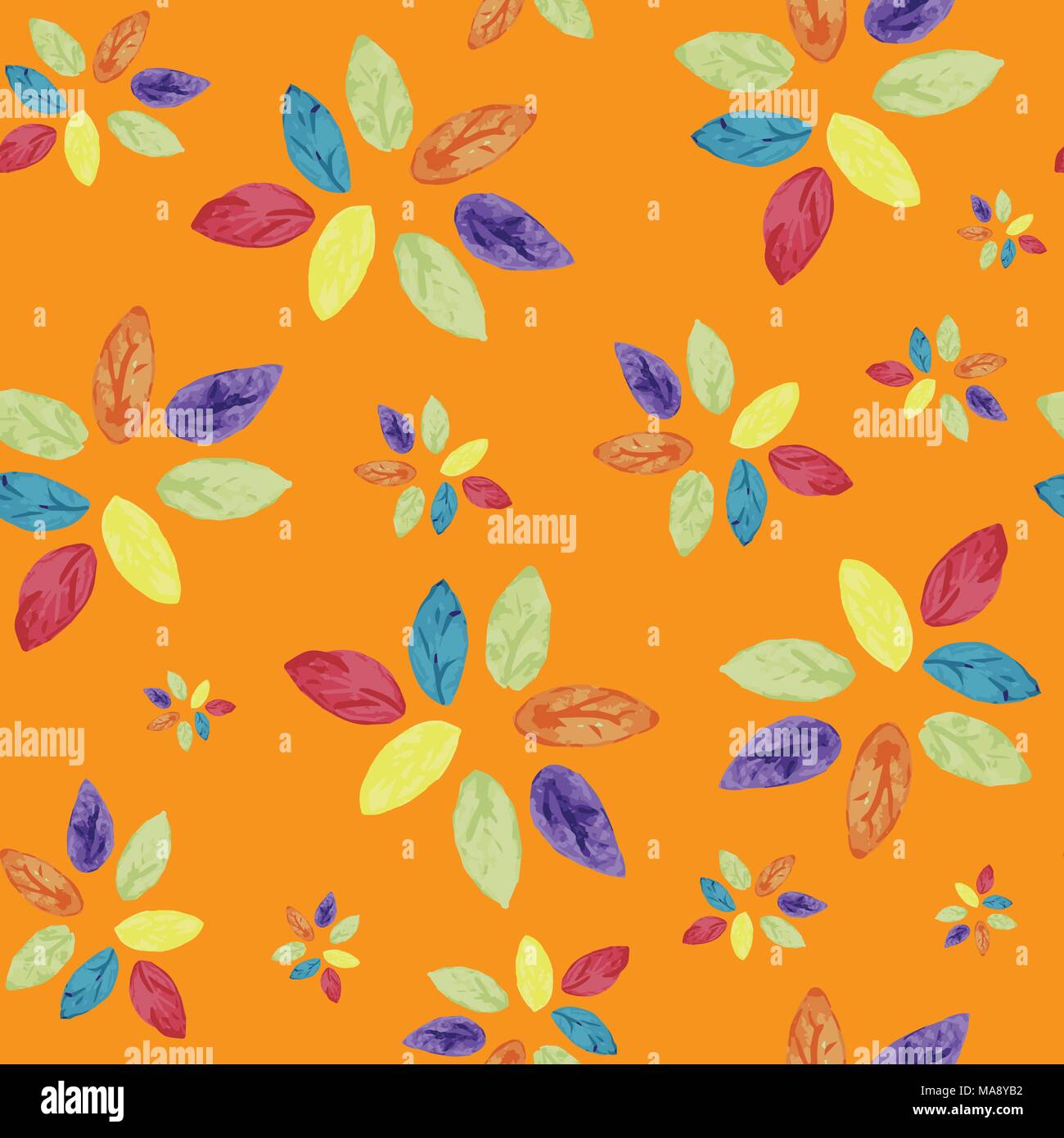 Floral Design in Orange Seamless Pattern Stock Vector Image & Art - Alamy