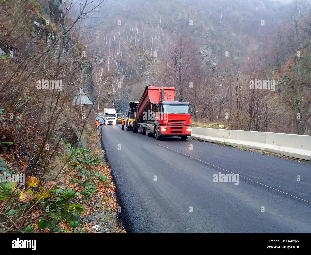 Road construction machinery in activity Stock Photo Alamy