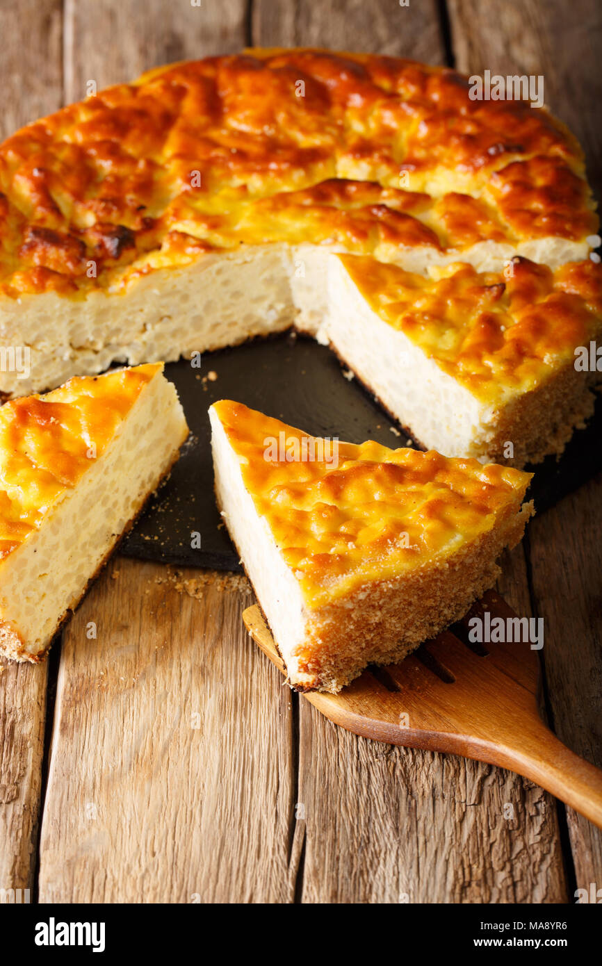 Italian dessert rice cake close-up on a table. vertical Stock Photo