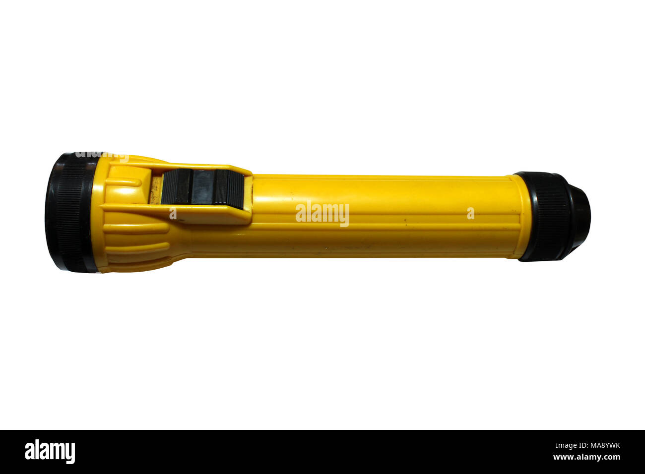 Yellow flashlight isolated on white Stock Photo Alamy