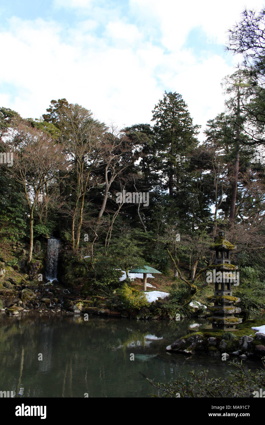 The waterfall around Kenrokuen, one of three most beautiful gardens in