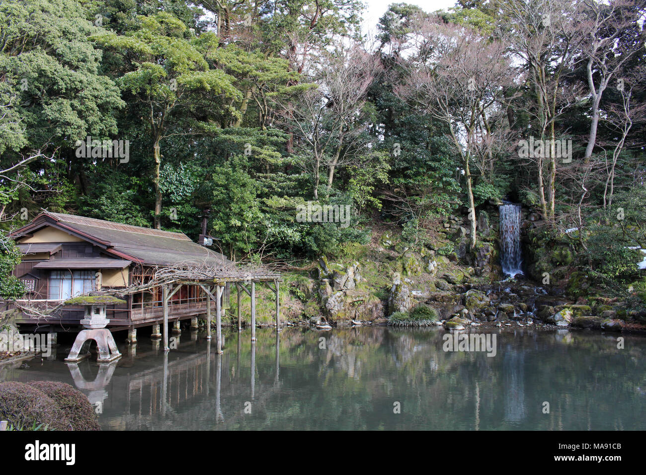 The waterfall around Kenrokuen, one of three most beautiful gardens in