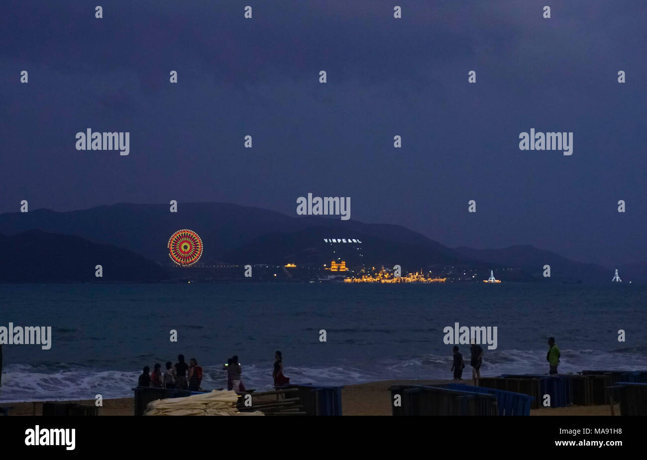 Vinpearl amusement park at night, Nha Trang, Vietnam Stock Photo