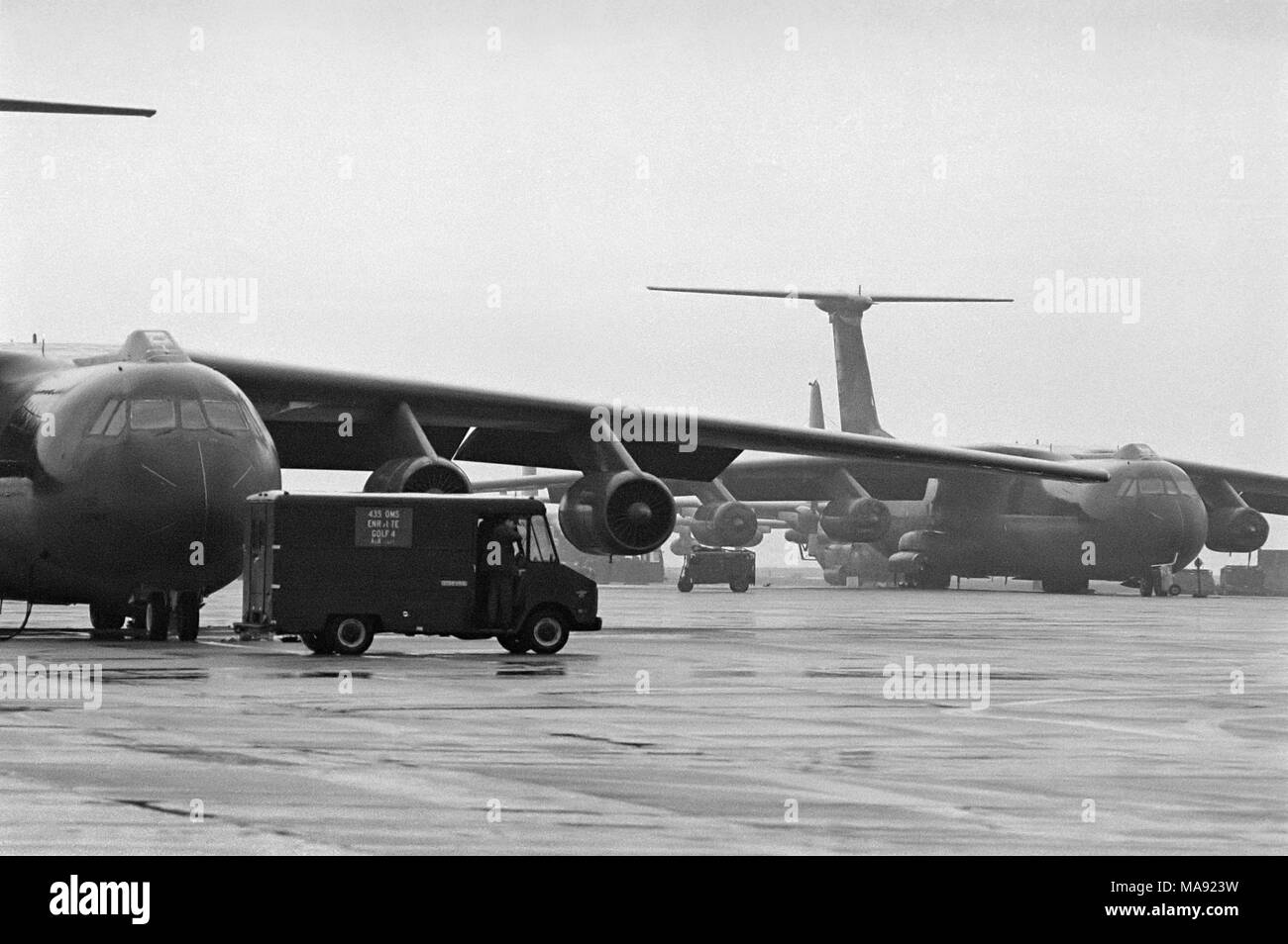 base of the US Air Force in Rhein-Main (Frankfurt, Germany), September 1983, the annual exercise 'Reforger' (Return of Forces to Germany) to monitor times and ways to send reinforcements directly from the USA in case of conflict. Stock Photo