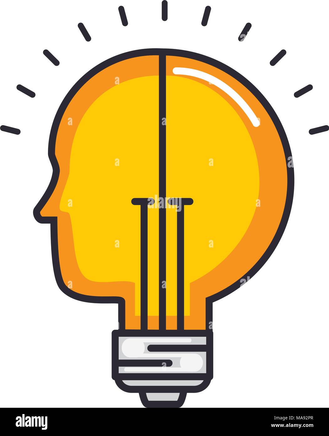 bulb light idea with profile vector illustration design Stock Vector ...