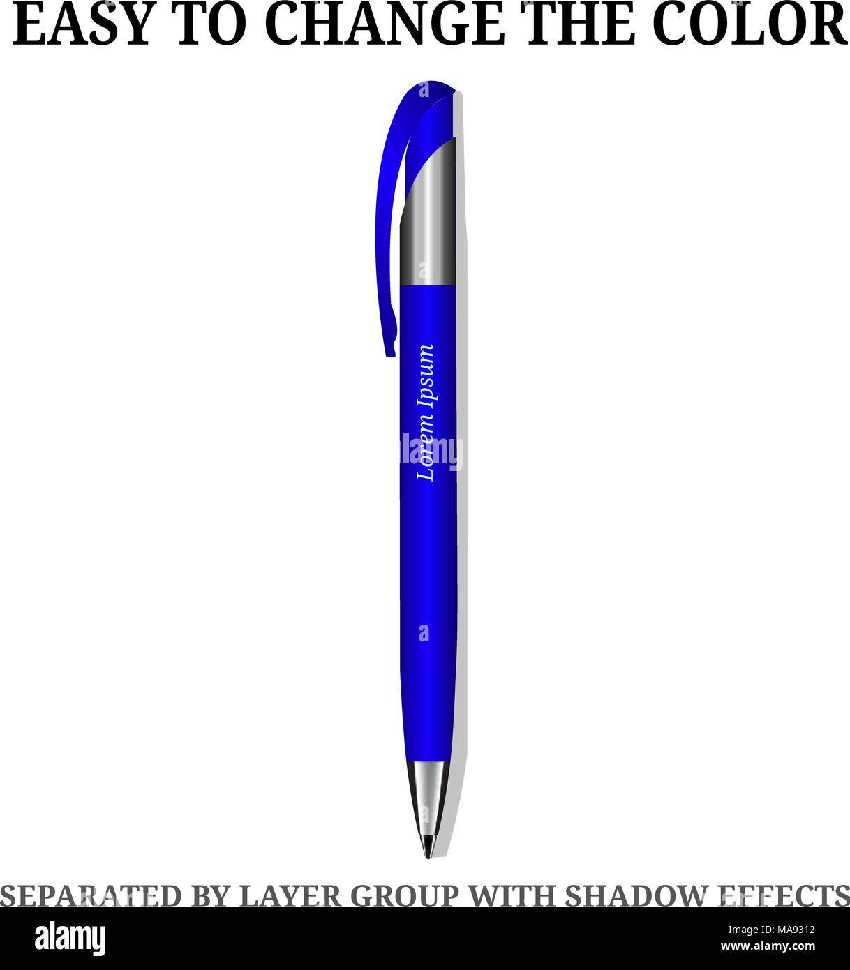 Vector business pen. Blue isolated. Height quality Stock Vector