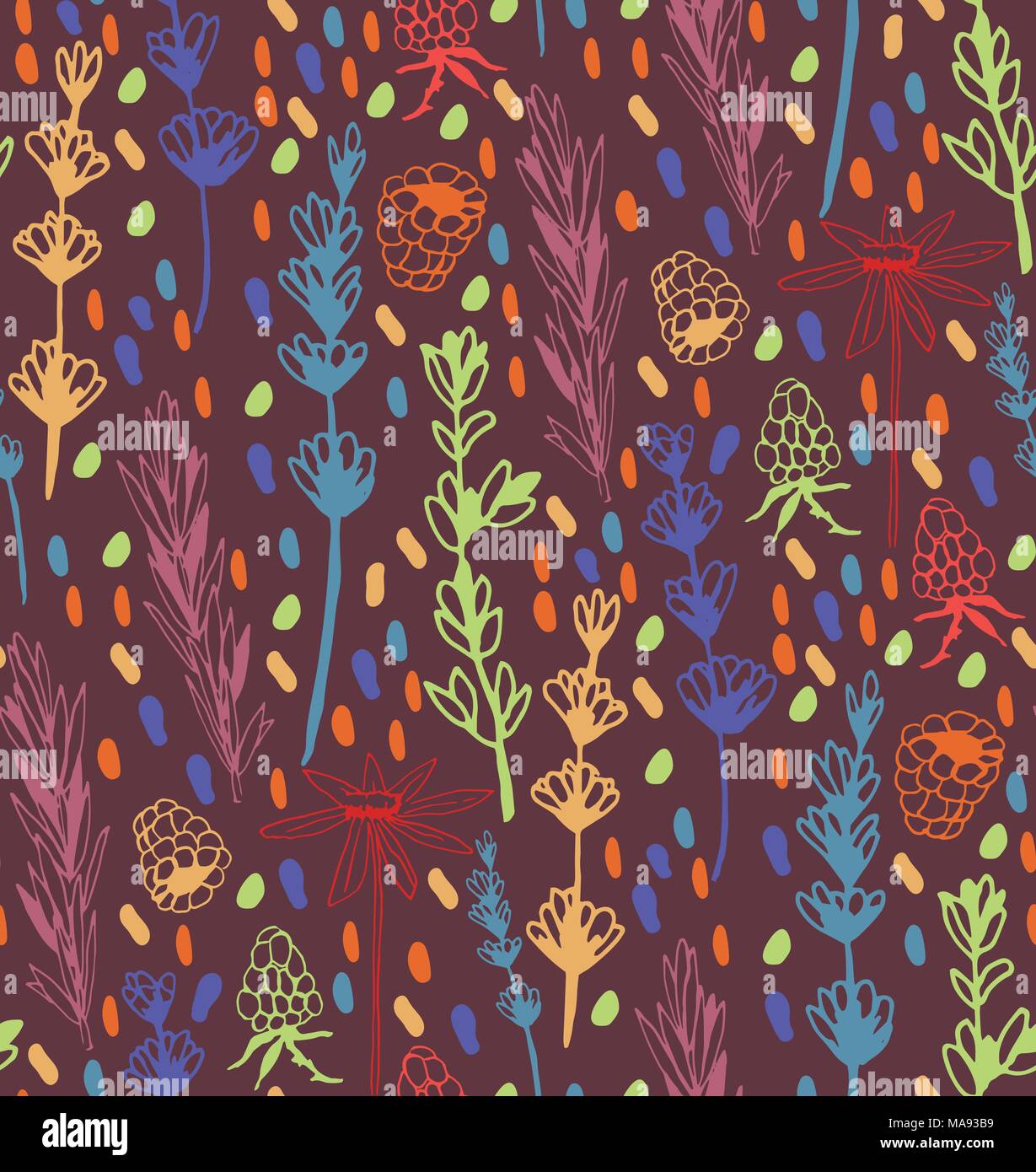 Herbs and medicinal plants seamless pattern Stock Vector Image & Art ...