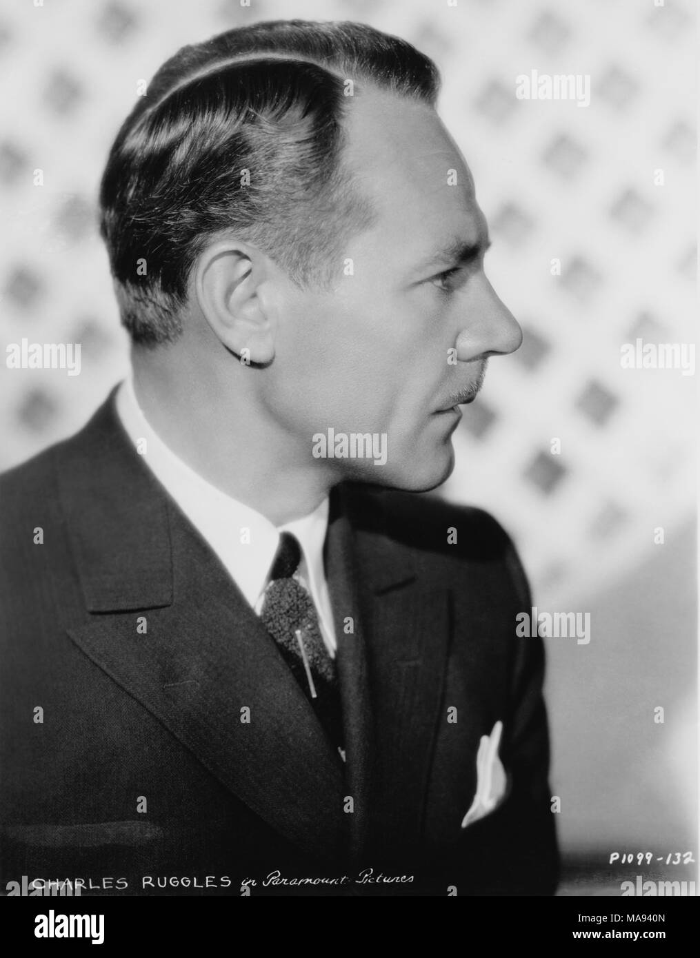 Charles Ruggles, Publicity Portrait, Head and Shoulders Profile, Paramount Pictures, 1934 Stock Photo
