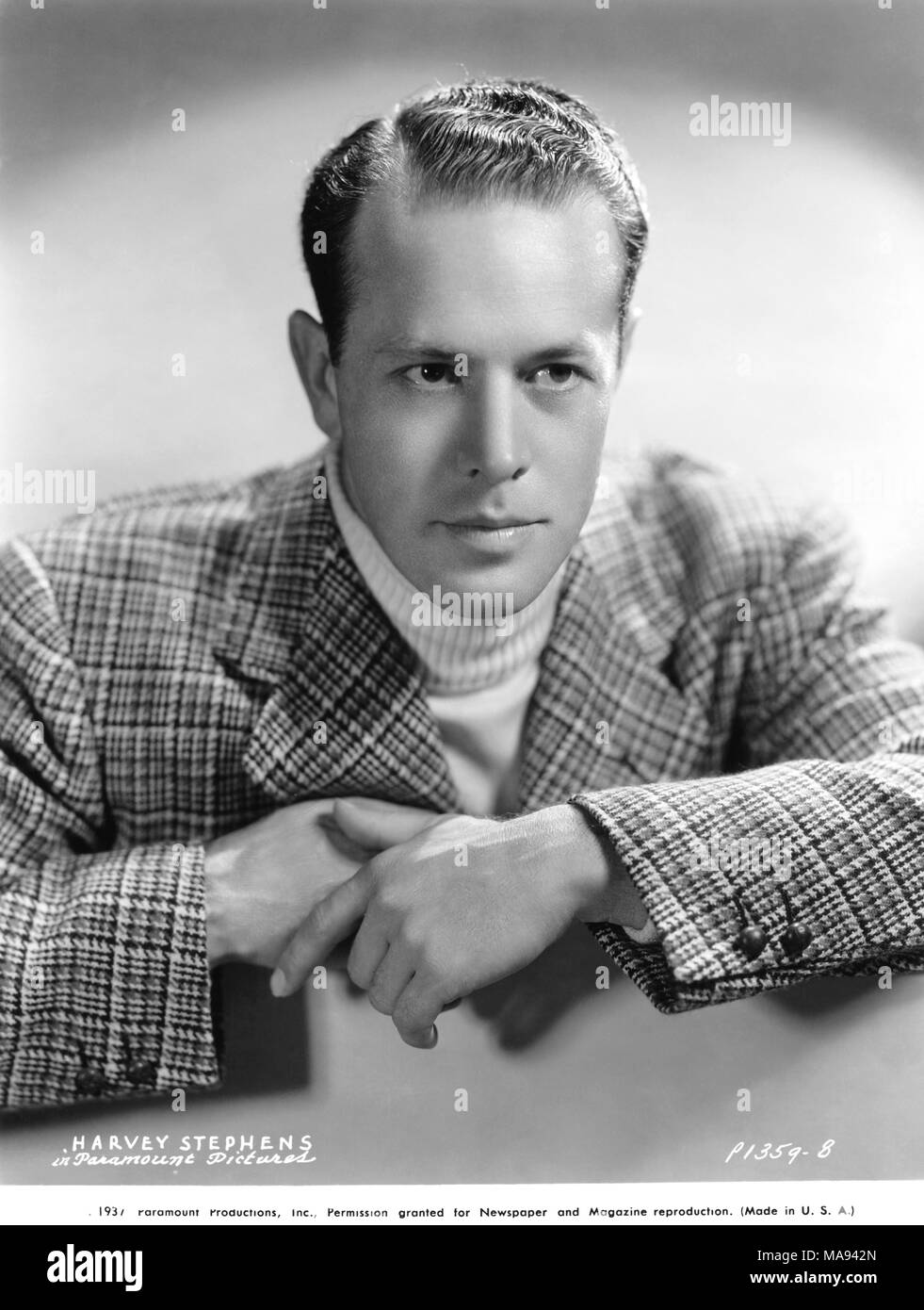 Actor Harvey Stephens, Publicity Portrait, Paramount Pictures, 1937 Stock Photo