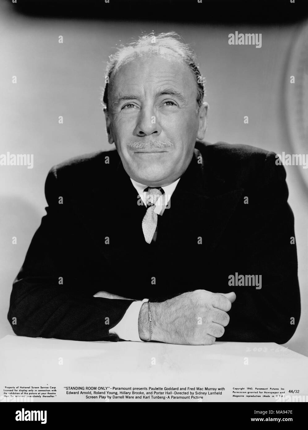 Roland Young, Publicity Portrait for the Film, 'Standing Room Only', Paramount Pictures, 1944 Stock Photo