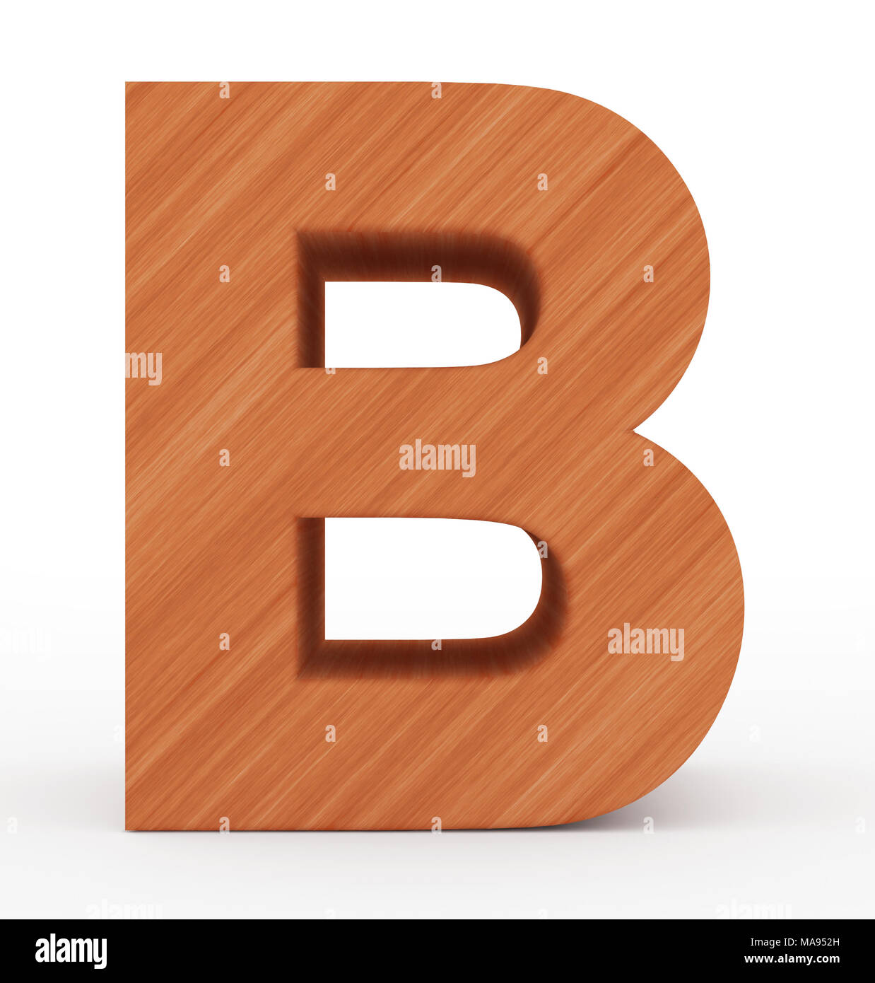 letter B 3d wooden isolated on white - 3d rendering Stock Photo - Alamy