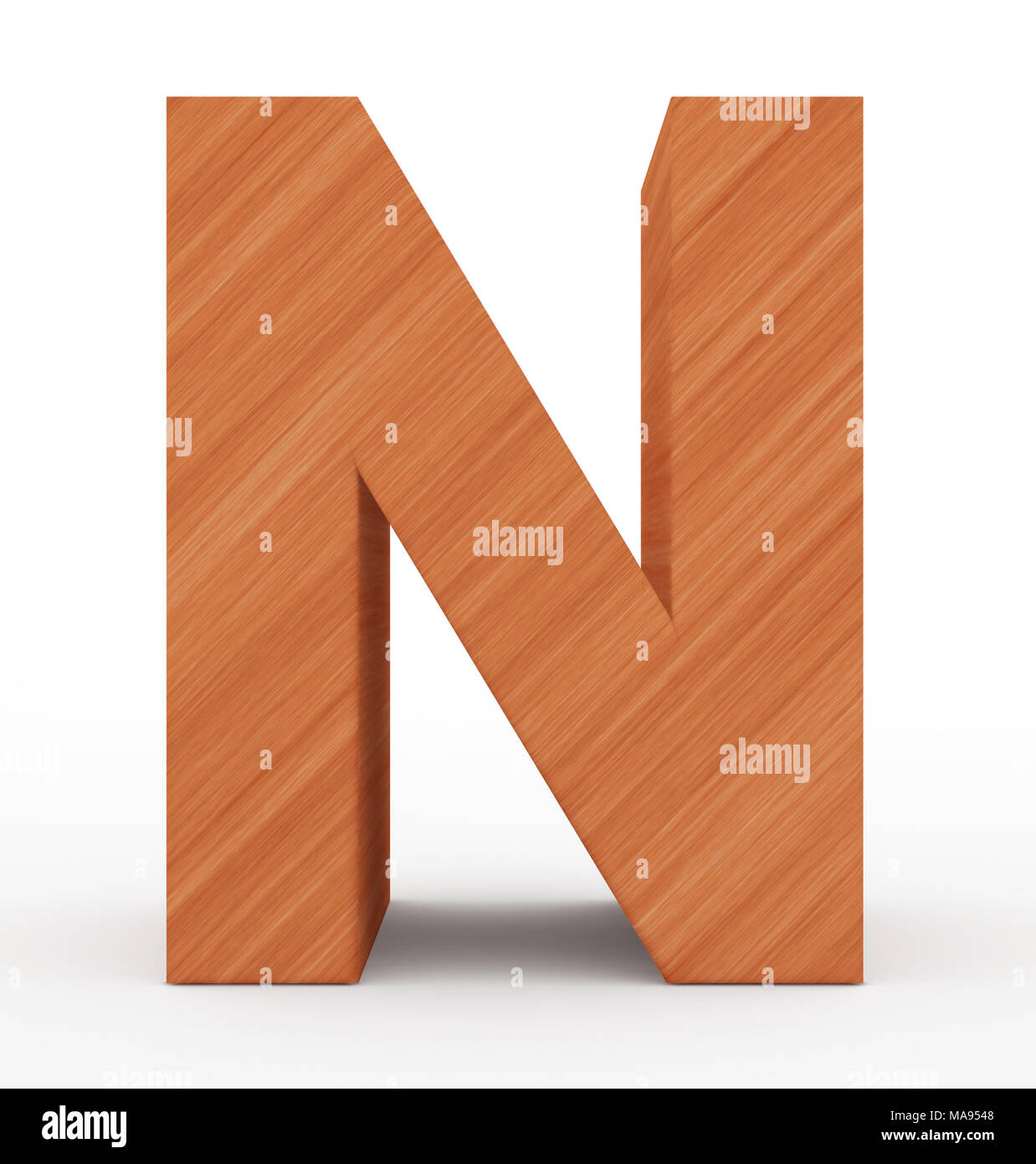 letter N 3d wooden isolated on white - 3d rendering Stock Photo - Alamy