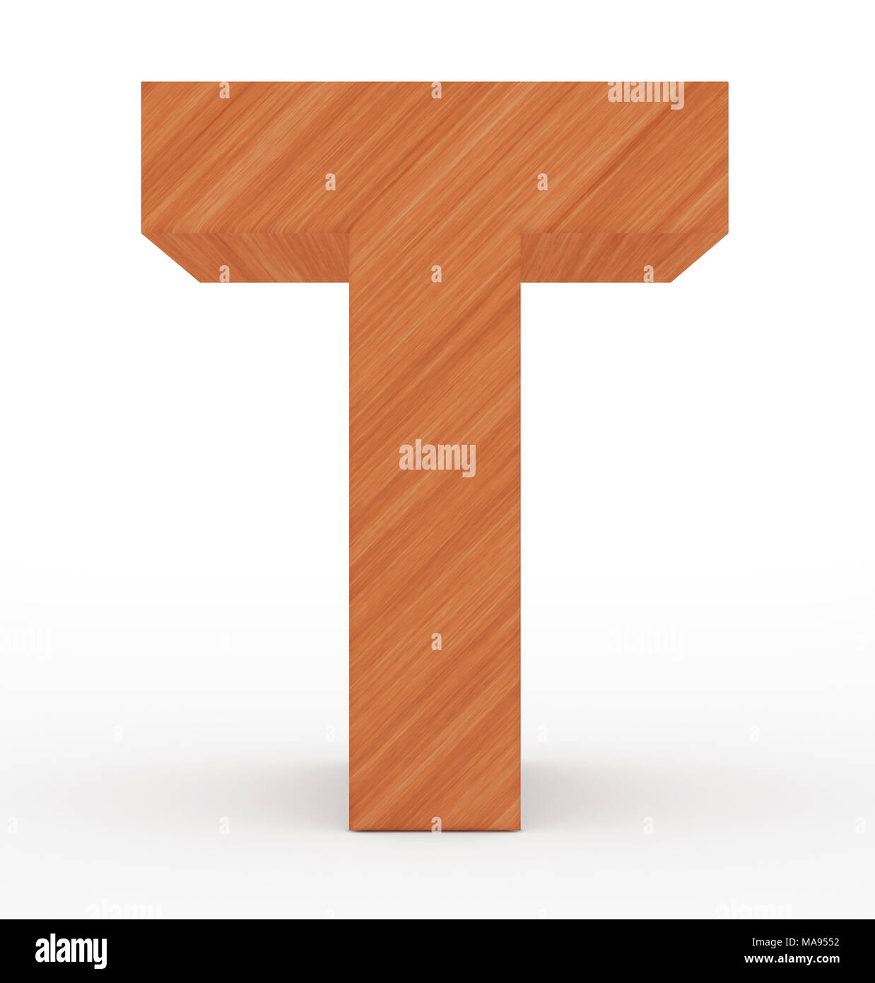 letter T 3d wooden isolated on white - 3d rendering Stock Photo - Alamy