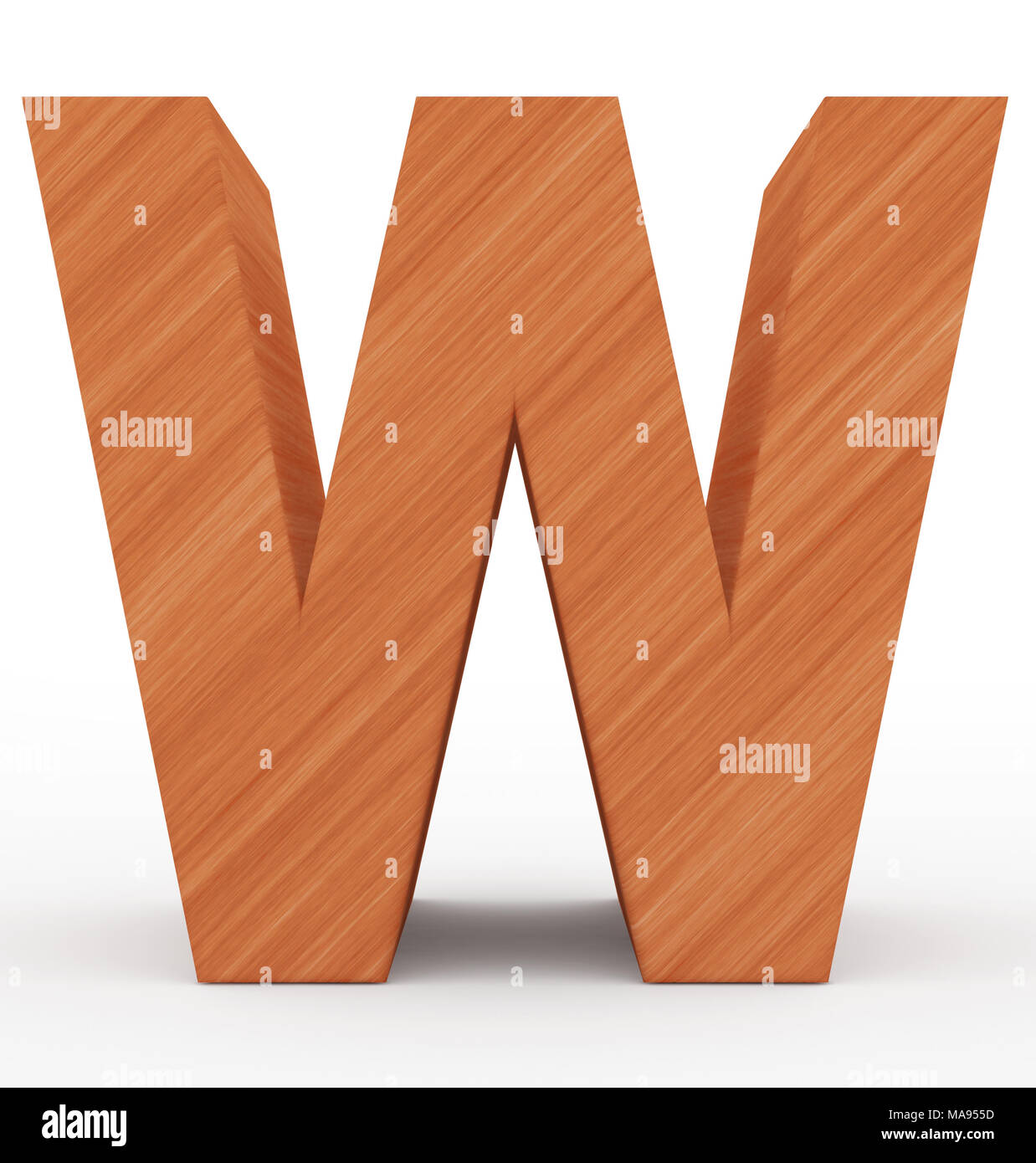 letter W 3d wooden isolated on white - 3d rendering Stock Photo - Alamy