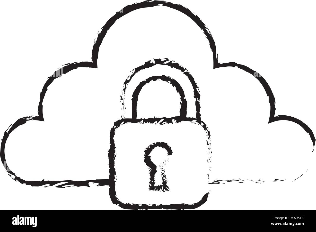 cloud storage technology data browser secure padlock Stock Vector