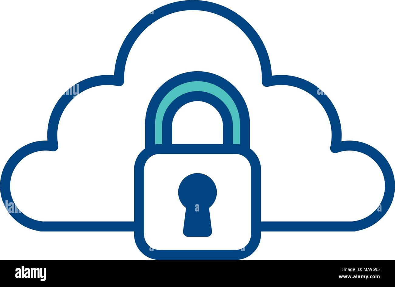 cloud storage technology data browser secure padlock Stock Vector