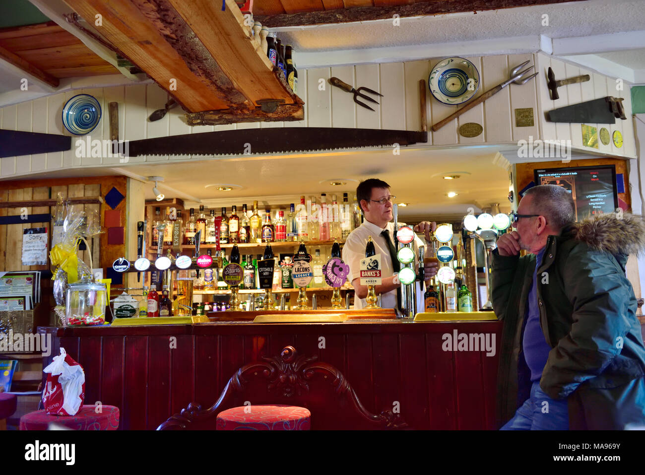 Inside the 17th-century Gardeners Arms pub in Droitwich Spa, UK Stock Photo