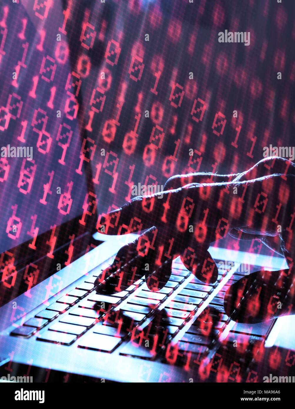 MODEL RELEASED. Cyber attack, conceptual image. Hacker accessing ...