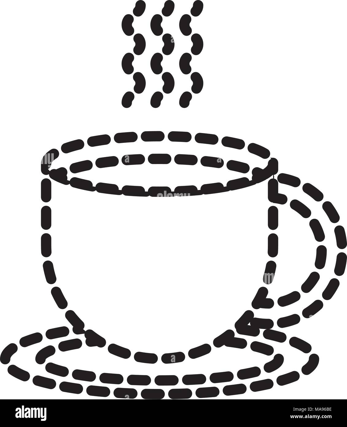 Dotted shape delicious coffee cup Royalty Free Vector Image