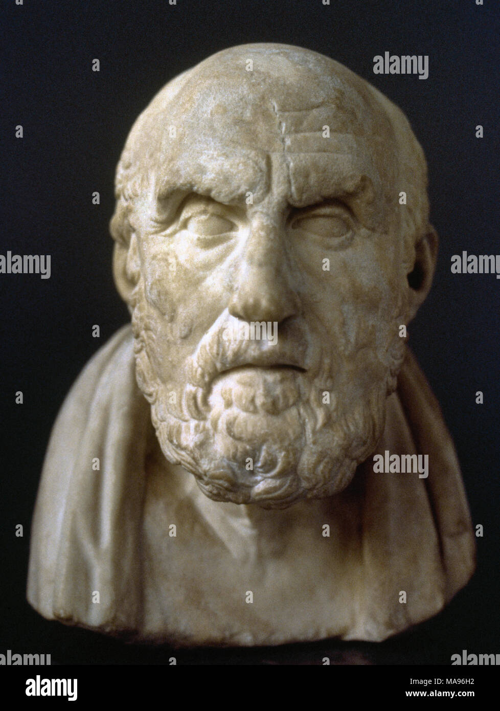 Chrysippus (280-206 BC). Greek Stoic philosopher. Stoicism school. Bust. Roman copy from a Hellenistic bust. British Museum. London, England. Stock Photo