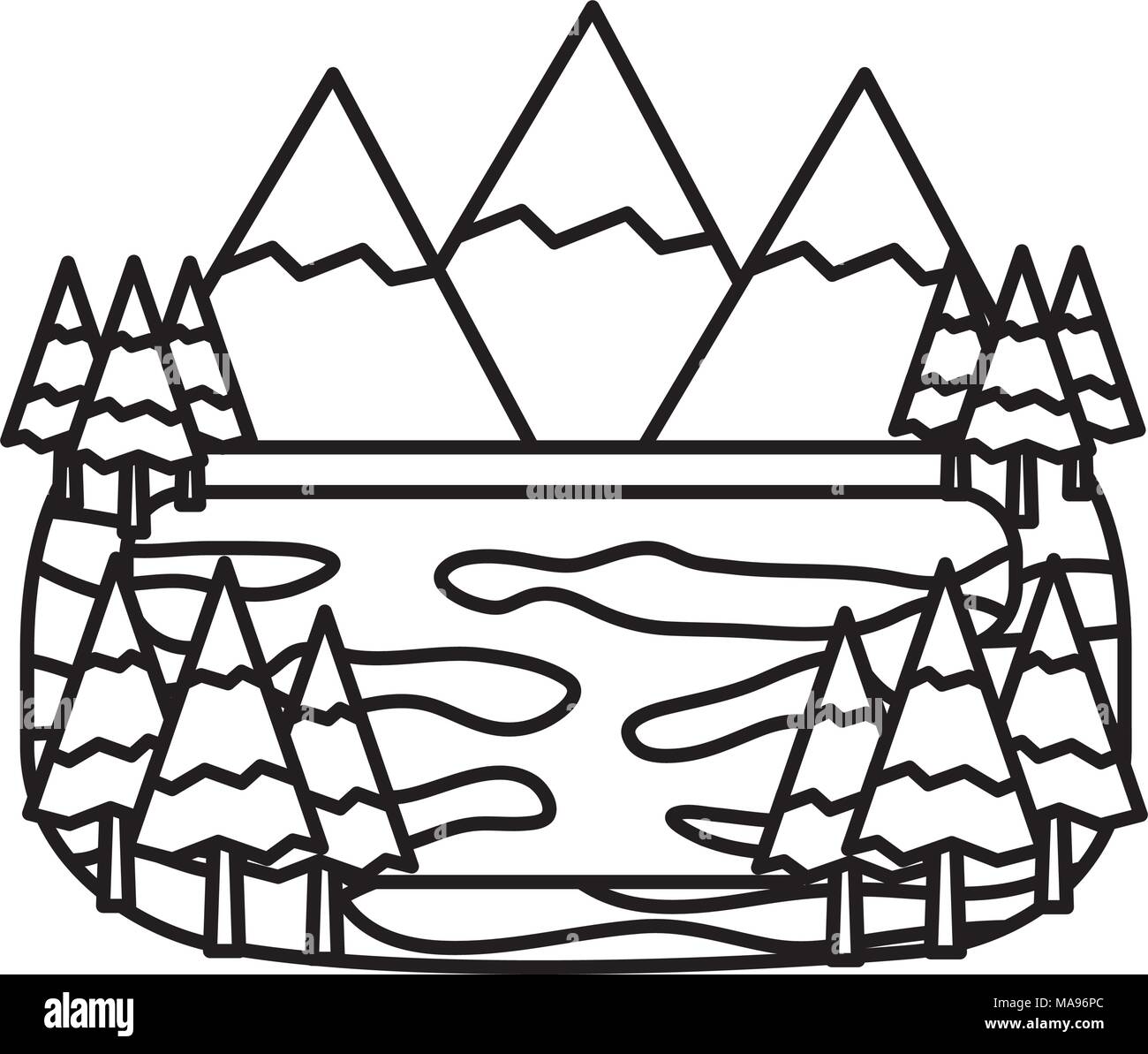 Lake with alpine forest Stock Vector Images - Alamy