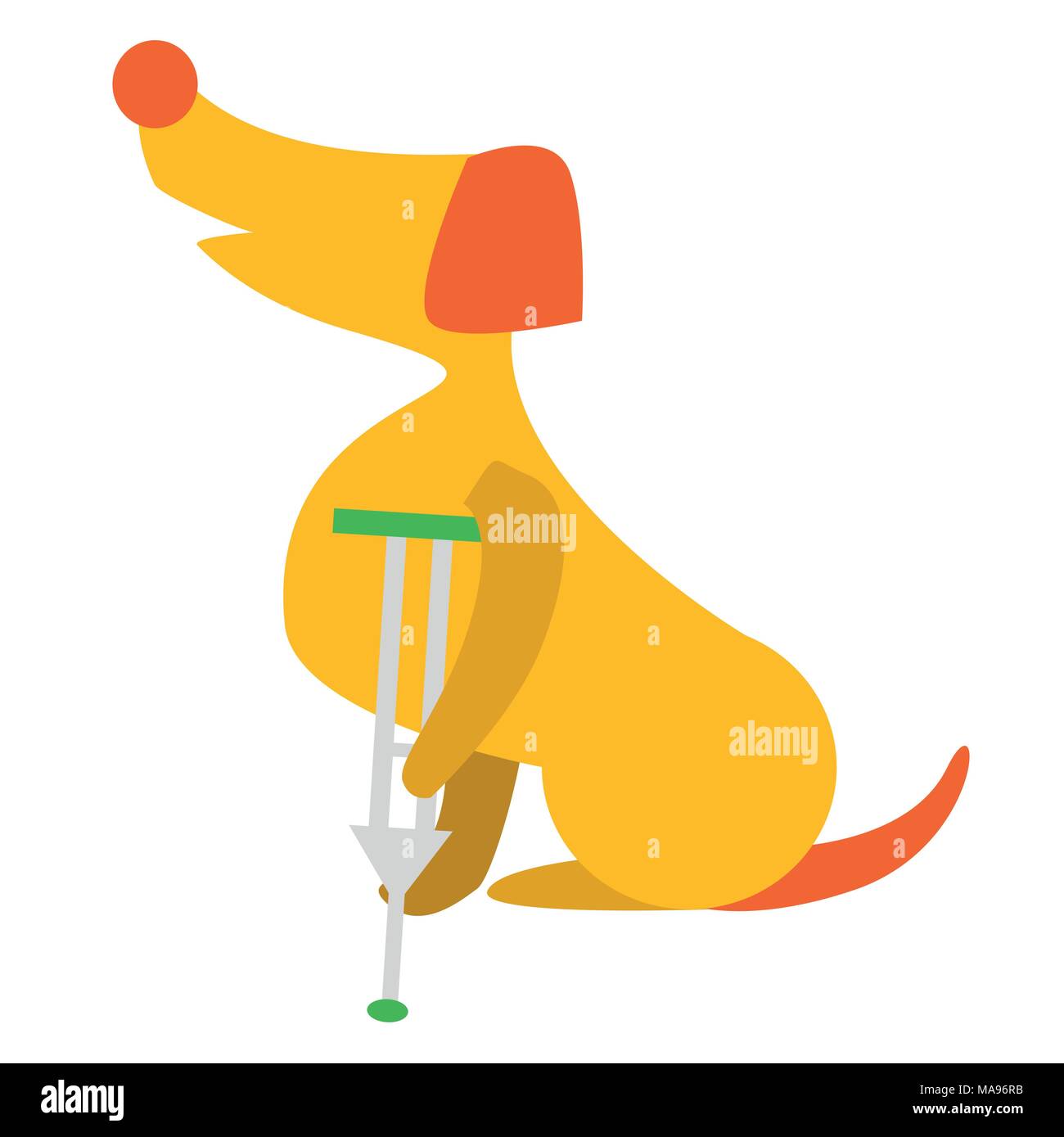 Vector Illustration Of Cute Dog Or Puppy. Sick Dog With wounded Leg. Veterinary Stock Vector