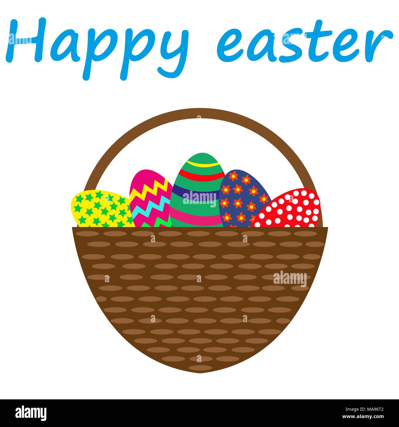 Easter eggs in a basket on a white background vector illustration Stock Vector