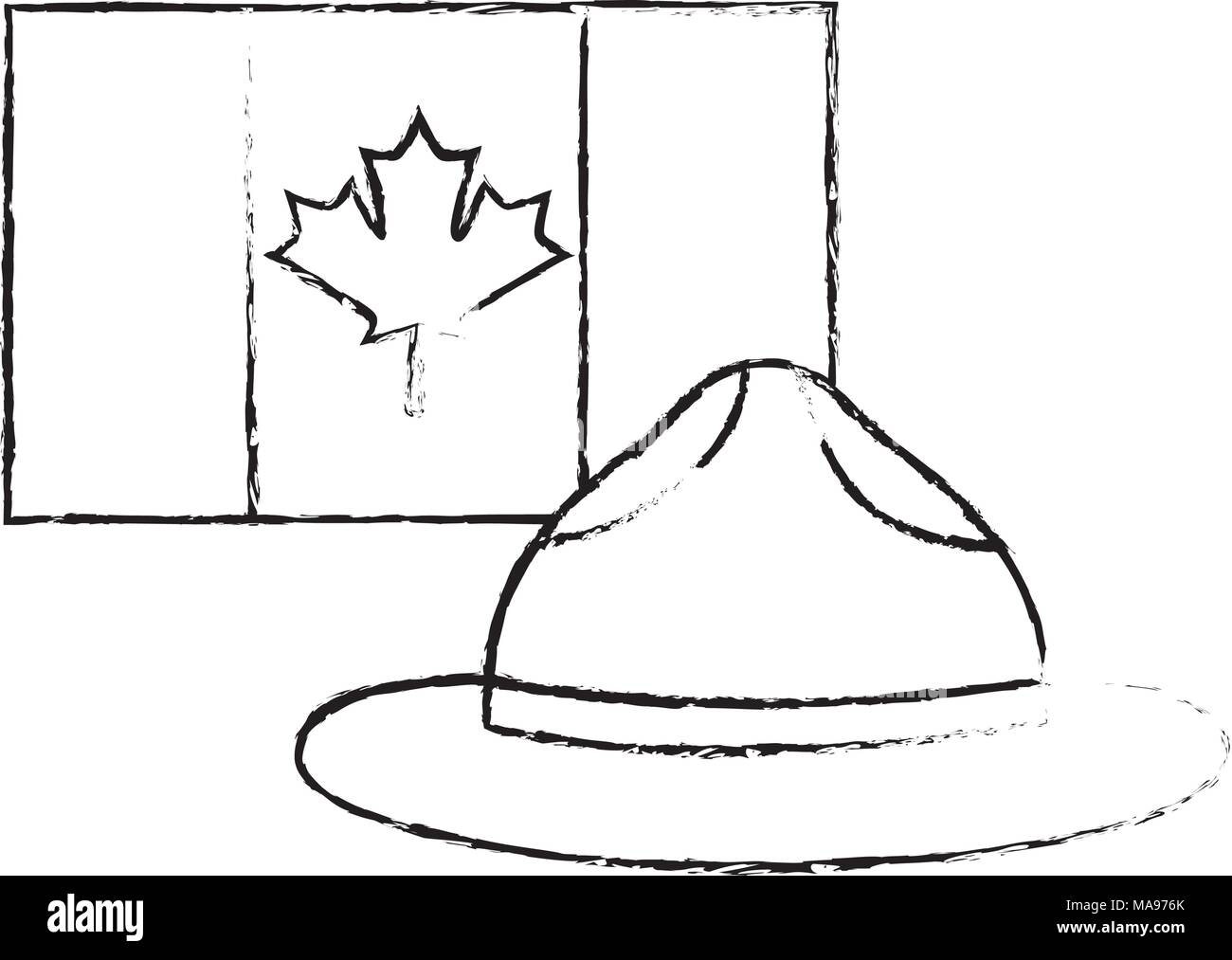 canadian flag and hat ranger symbol national Stock Vector