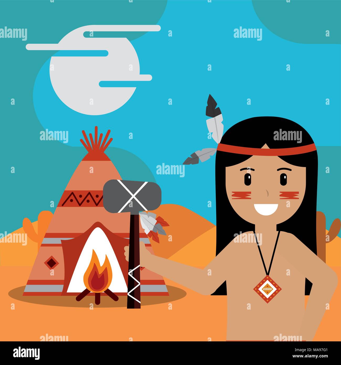 native american people cartoon Stock Vector Image & Art - Alamy