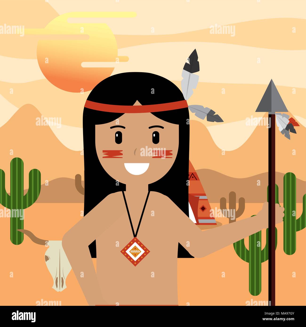 native american people cartoon Stock Vector