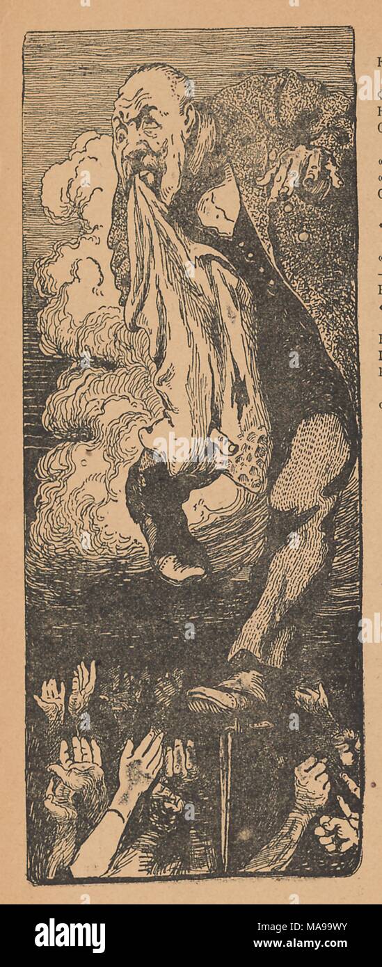 Cartoon From The Russian Satirical Journal Signaly Signals Depicting A Man Biting Torn Cloth While Treading On People With A Bayonet Mounted On His Sole 1905 Stock Photo Alamy