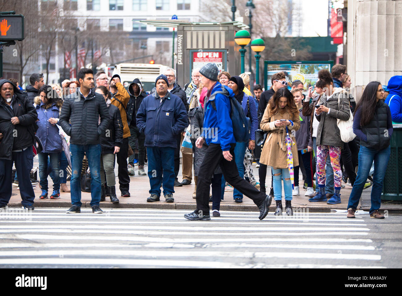 NEW YORK CITY - MARCH 29, 2018: Busy New York City street scene of ...