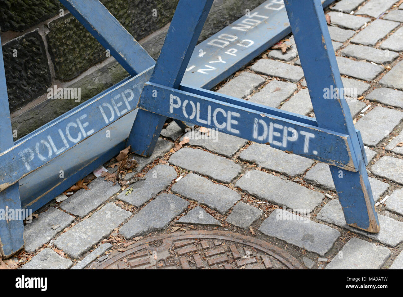 Wooden police barrier hi-res stock photography and images - Alamy
