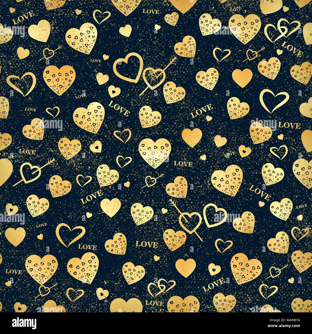 Seamless Vector Texture With Gold Hearts You Can Create The Wallpaper With This Pattern Color Of Elements Can Be Changed As You Want Stock Vector Image Art Alamy