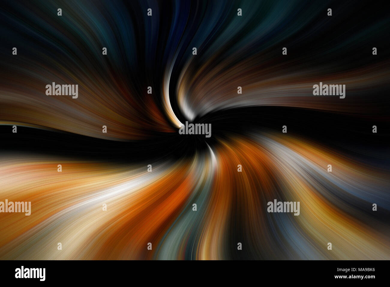 gold and bllue lines flowing to a black bckground Stock Photo