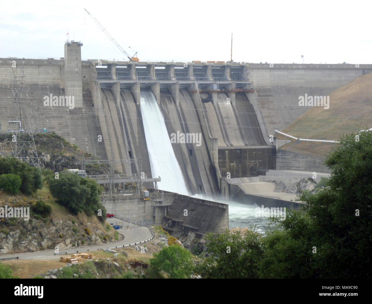Folsom Dam. Folsom Dam, a multipurpose dam built in 1955, is the