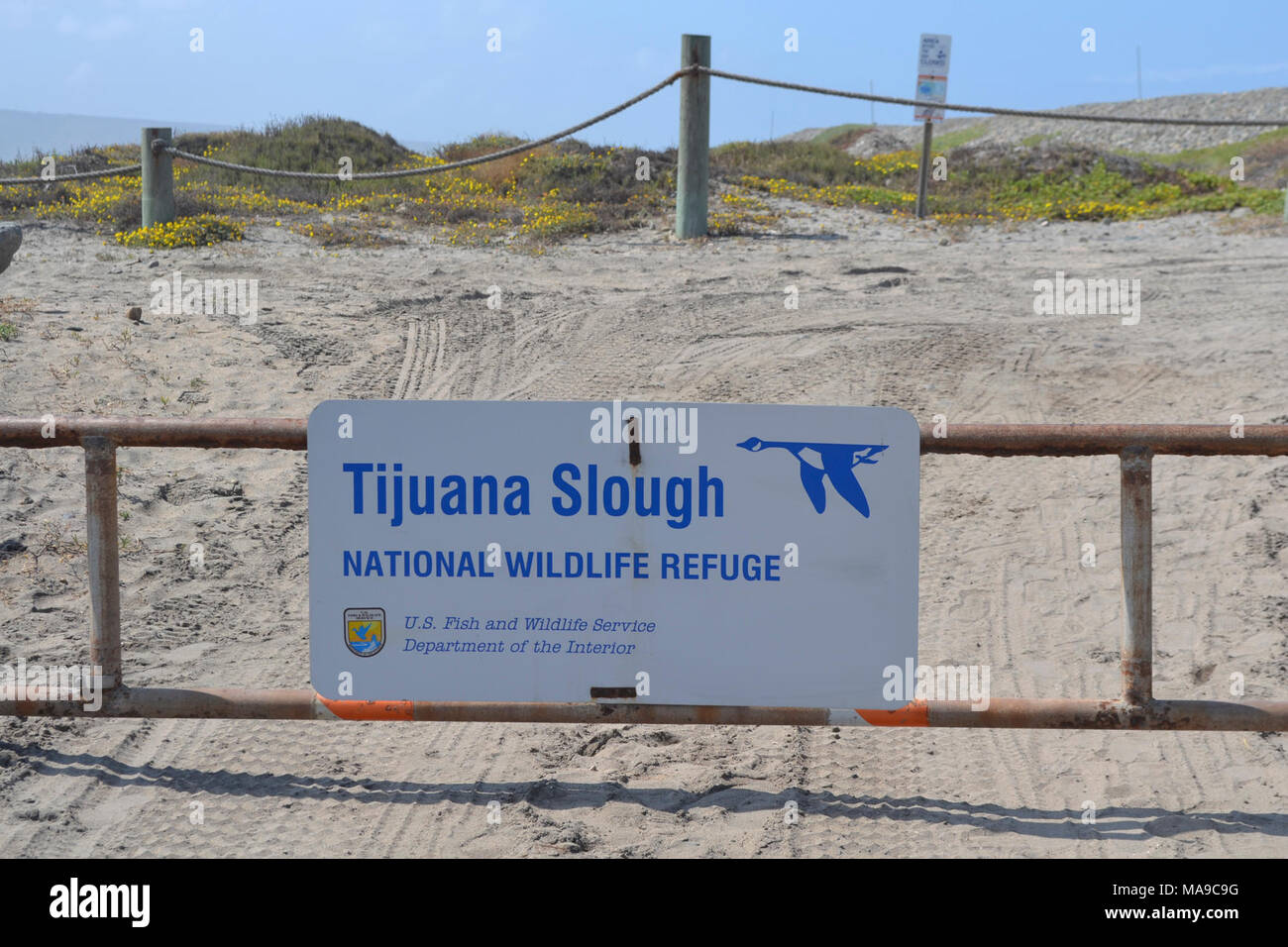 Front gate entrance to the beach and dune habitat on. Every day, this