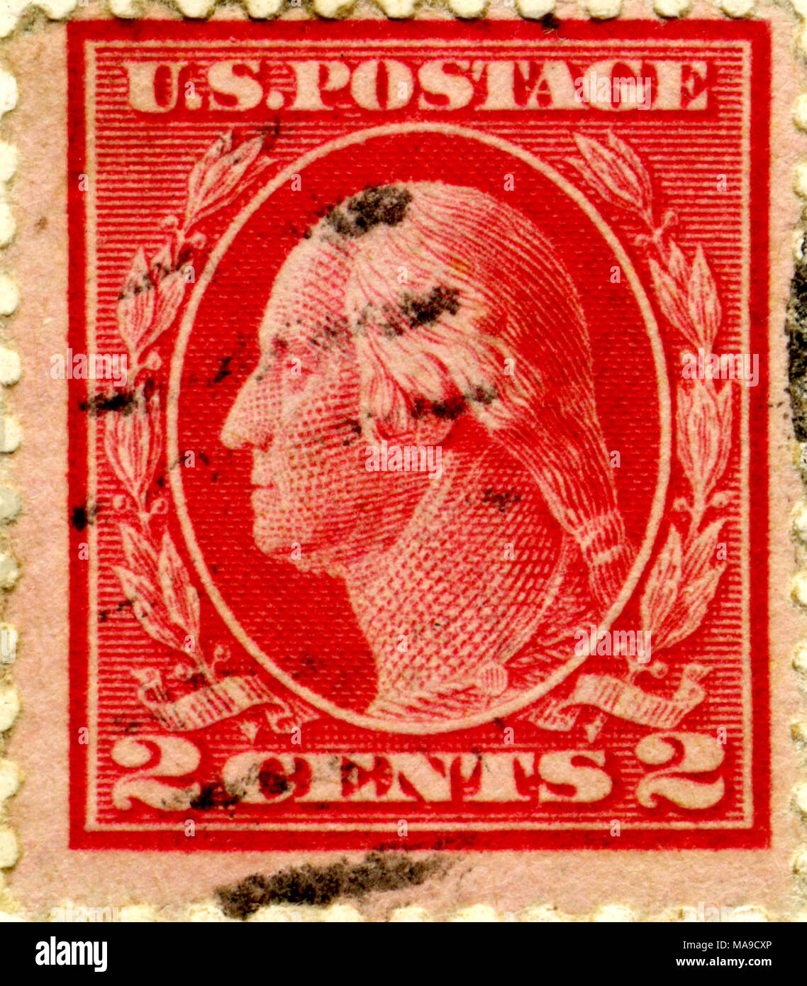 UNITED STATES OF AMERICA - CIRCA 1919: A 2 cent stamp printed in the USA shows image of President George Washington, circa 1919 Stock Photo