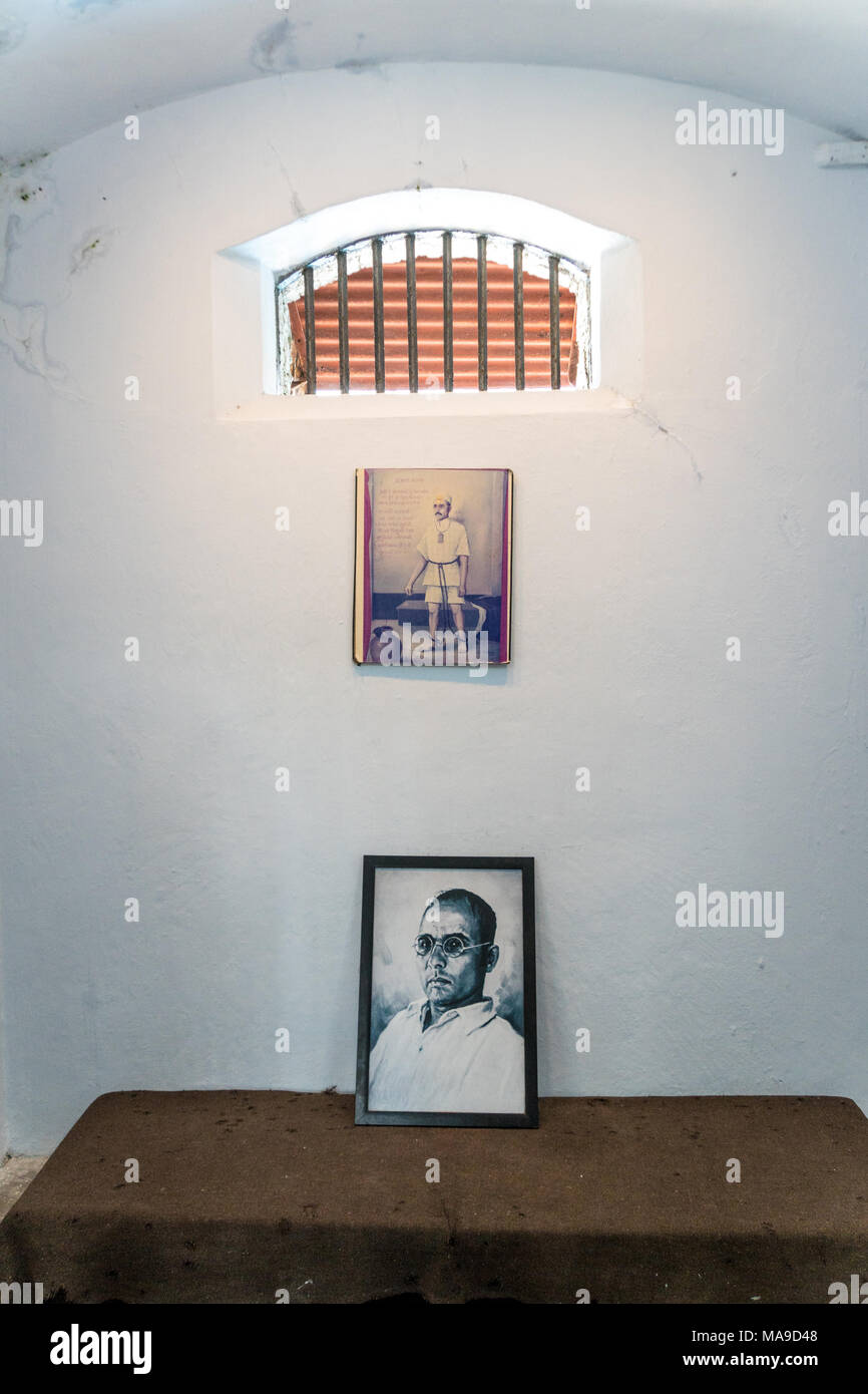 Port Blair, Andaman Islands. India. January 12, 2018: freedom fighter Vinayak Savarkar was imprisoned in this cell by the British at Cellular Jail in  Stock Photo