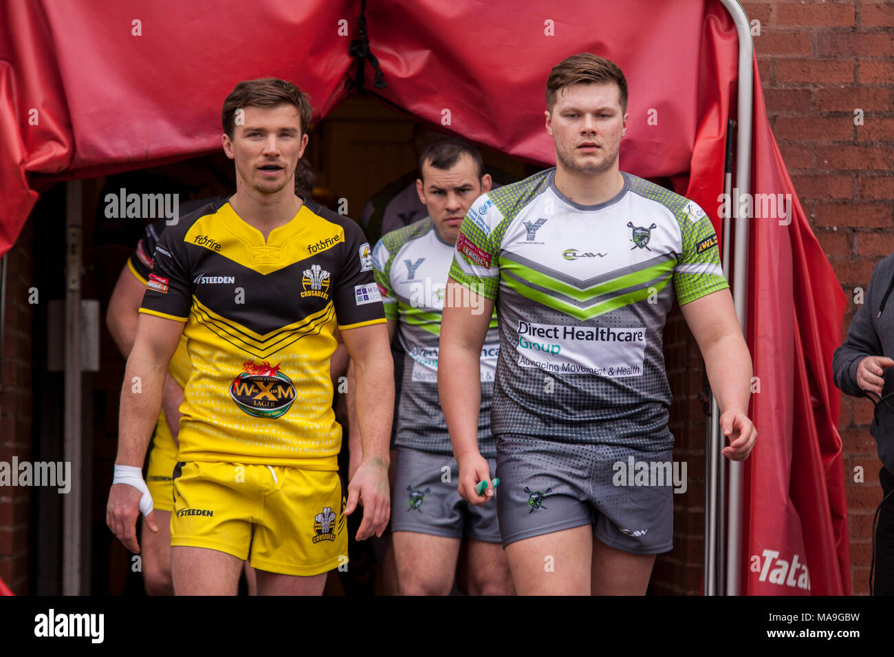 Llanelli, Wales. 29th Mar, 2018. West Wales Raiders face North Wales Crusaders in a Betfred League 1 Good Friday Derby Match at Stebonheath Park. Lewis Mitchell/Alamy Live News. Stock Photo